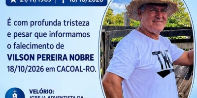 Nota de pesar pelo falecimento de Vilson Pereira Bobre
