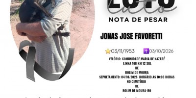 Nota de pesar pelo falecimento de Jonas Jose Favoretti