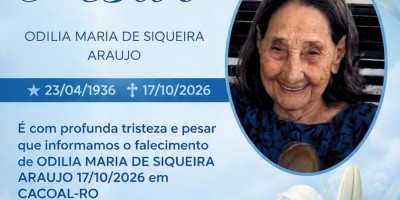 Nota de pesar pelo falecimento de Odilia Maria Siqueira Araujo