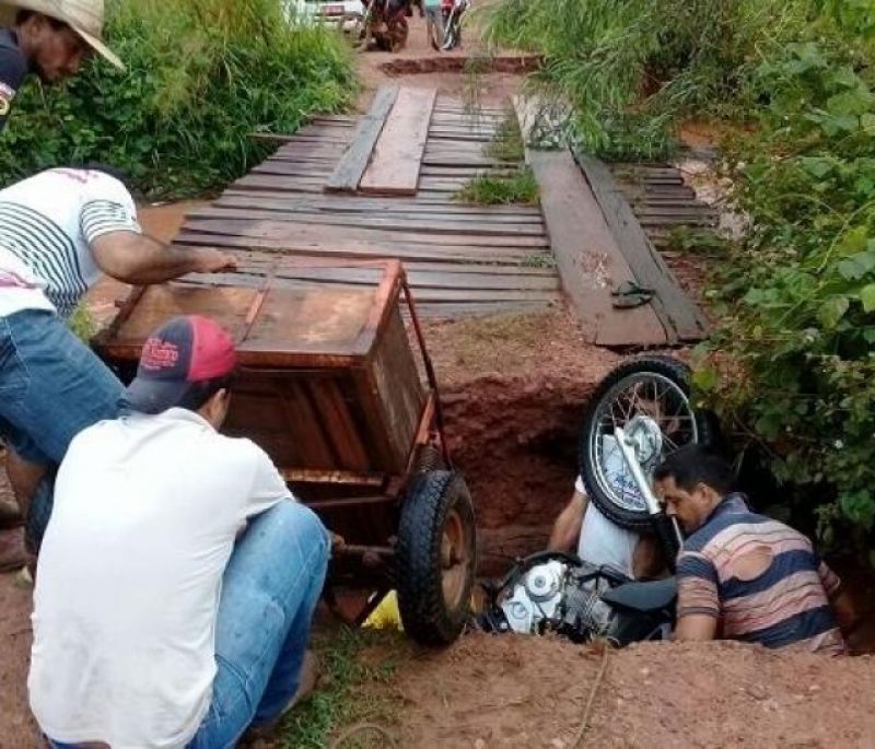Nova Brasilândia - Pecuarista cai dentro de buraco em cabeceira de ponte na linha 21