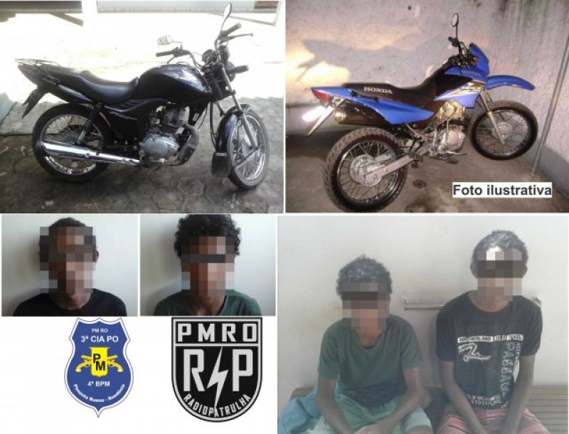 Pimenta Bueno :Radiopatrulha de Pimenta Bueno recupera duas motocicletas furtadas e apreende três menores infratores que cometeram os furtos  Pimenta Bueno :Radiopatrulha de Pimenta Bueno recupera duas motocicletas furtadas e apreende três menores infratores que cometeram os furtos