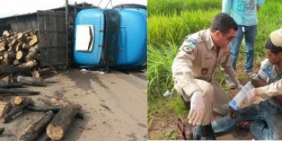 Rolim de Moura – Caminhão utilizado para transporte de lenhas tomba na RO-479; Duas pessoas ficaram feridas Rolim de Moura – Caminhão utilizado para transporte de lenhas tomba na RO-479; Duas pessoas ficaram feridas