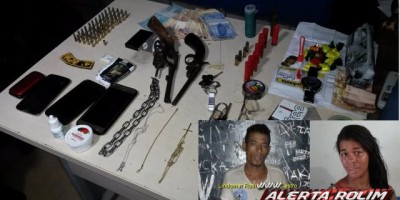 Casal é preso pela PM com armas de fogo e munições, após praticarem roubo em residência no Distrito de Migratinópolis