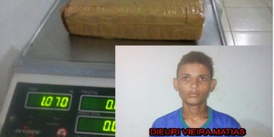 Rolim de Moura - PM prende  indivíduo no Bairro Jardim Tropical com mais de 01 kg de droga