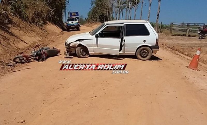 Migrantinópolis – Após acidente entre carro e moto na Zona Rural do Distrito, motociclista é socorrido em estado grave ao Hospital Migrantinópolis – Após acidente entre carro e moto na Zona Rural do Distrito, motociclista é socorrido em estado grave ao Hospital