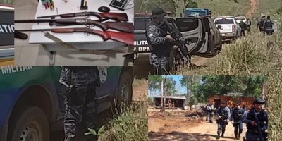 Polícia Militar e Justiça realizam operação de reintegração de posse em fazenda invadida na região de Alta Floresta/RO Polícia Militar e Justiça realizam operação de reintegração de posse em fazenda invadida na região de Alta Floresta/RO