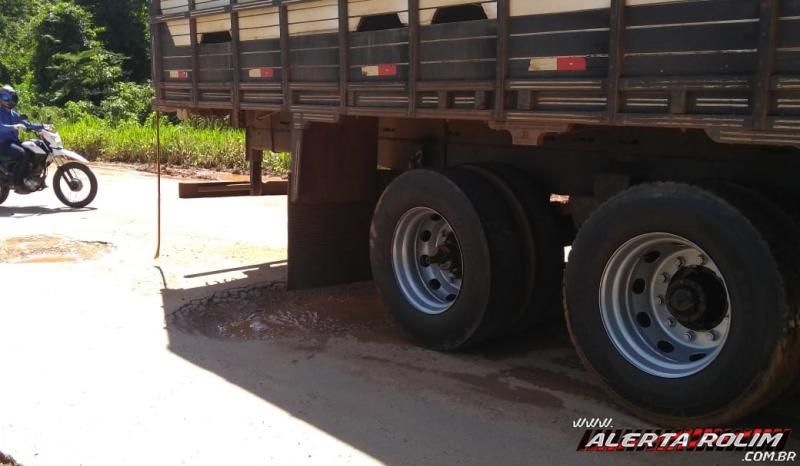 Alerta de risco de acidentes na RO-010, próximo à Linha 138 devido a grandes buracos na pista Alerta de risco de acidentes na RO-010, próximo à Linha 138 devido a grandes buracos na pista