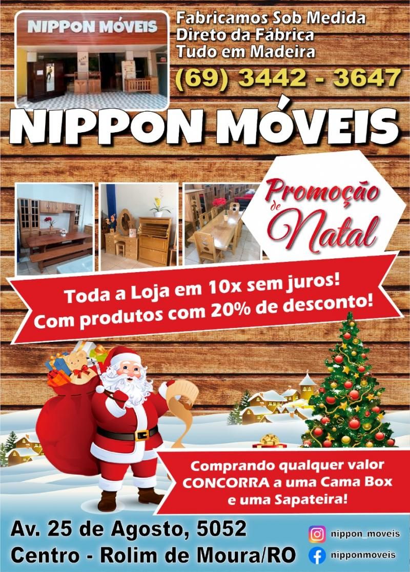 Promoção mês natalino na Nippon Móveis; mobília de madeira com até 20% de desconto à vista ou até 10x no cartão Promoção mês natalino na Nippon Móveis; mobília de madeira com até 20% de desconto à vista ou até 10x no cartão