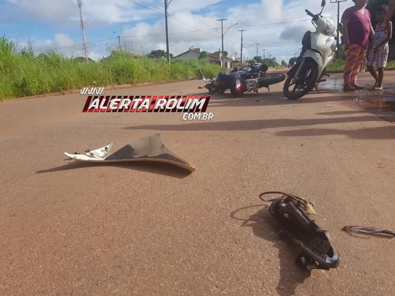 Rolim de Moura – Duas mulheres ficam feridas após colisão de motos na Rua Parnaíba  - Vídeo