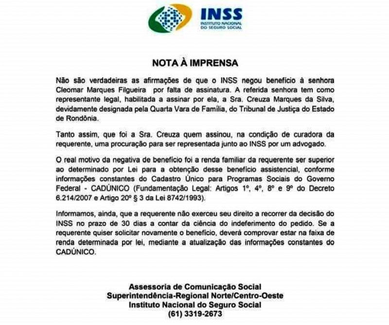 Mulher sem mãos e pernas tem pedido de benefício negado pelo INSS por não poder assinar papel, em RO Mulher sem mãos e pernas tem pedido de benefício negado pelo INSS por não poder assinar papel, em RO