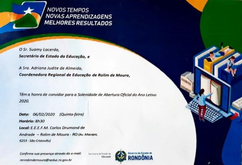 Convite da Seduc para a solenidade de abertura oficial do ano letivo 2020 Convite da Seduc para a solenidade de abertura oficial do ano letivo 2020