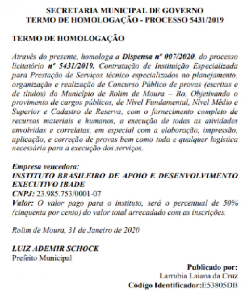 IBADE será a banca organizadora no concurso público da prefeitura de Rolim de Moura IBADE será a banca organizadora no concurso público da prefeitura de Rolim de Moura