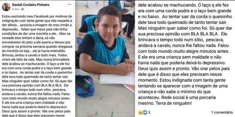 Theobroma: “Ele não cometeu suicídio, foi um acidente” afirma irmã do menino de 10 anos Theobroma: “Ele não cometeu suicídio, foi um acidente” afirma irmã do menino de 10 anos