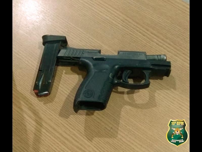 Pistola calibre .380 é apreendida pela PM, em Nova Brasilândia