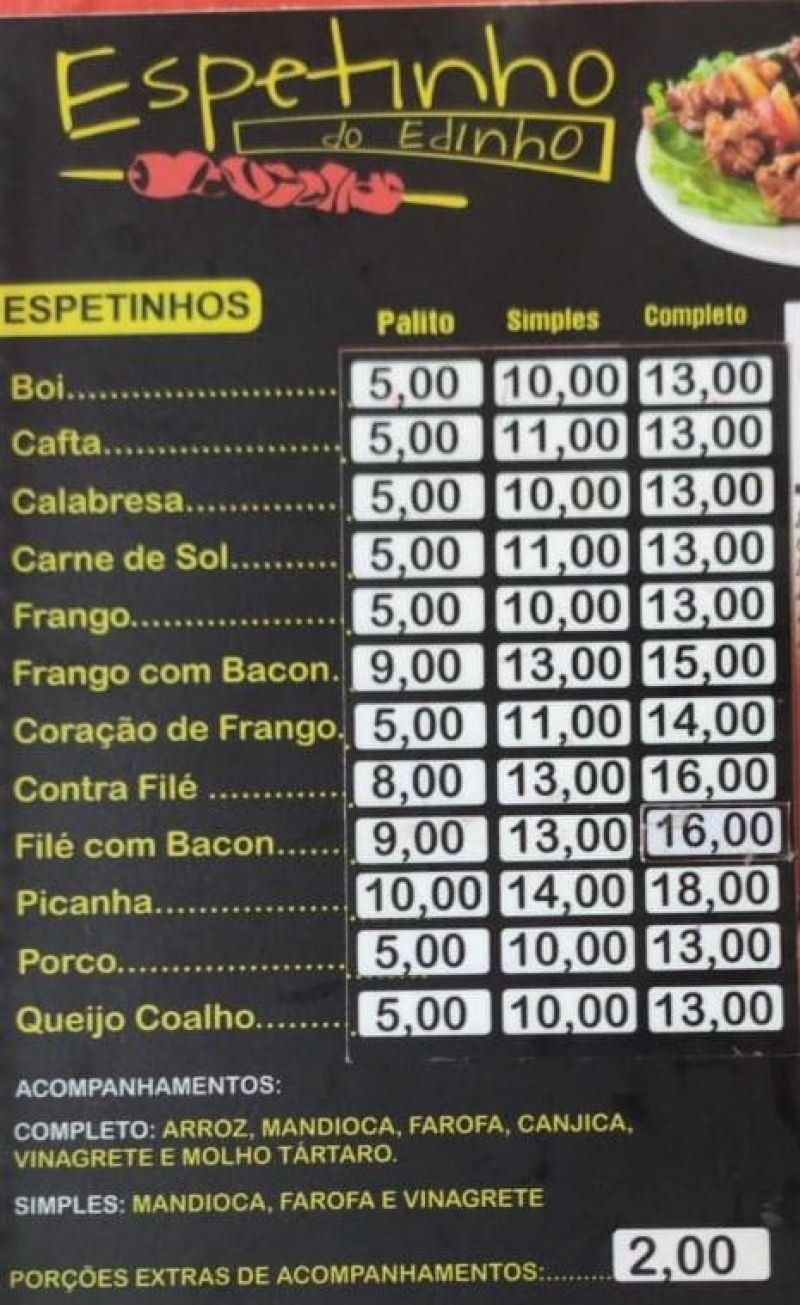 Rolim de Moura – Espetinho do Edinho comunica a todos clientes que atenderá pelo sistema de Delivery, confira o cardápio Rolim de Moura – Espetinho do Edinho comunica a todos clientes que atenderá pelo sistema de Delivery, confira o cardápio