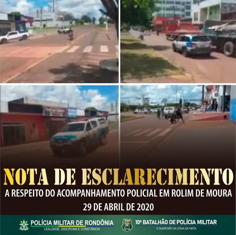 10º BPM emite nota sobre o acompanhamento tático a motociclista pelas ruas de Rolim de Moura 10º BPM emite nota sobre o acompanhamento tático a motociclista pelas ruas de Rolim de Moura