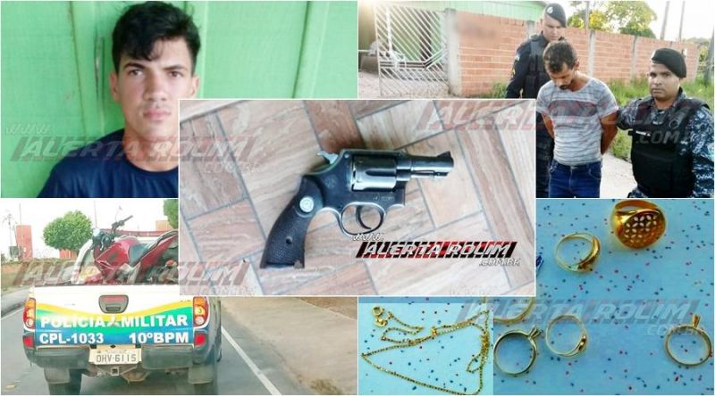 Após dois roubos seguidos, em Rolim de Moura, PM do 10º Batalhão age rápido e prende três suspeitos com arma de fogo e recupera produtos roubados Após dois roubos seguidos, em Rolim de Moura, PM do 10º Batalhão age rápido e prende três suspeitos com arma de fogo e recupera produtos roubados