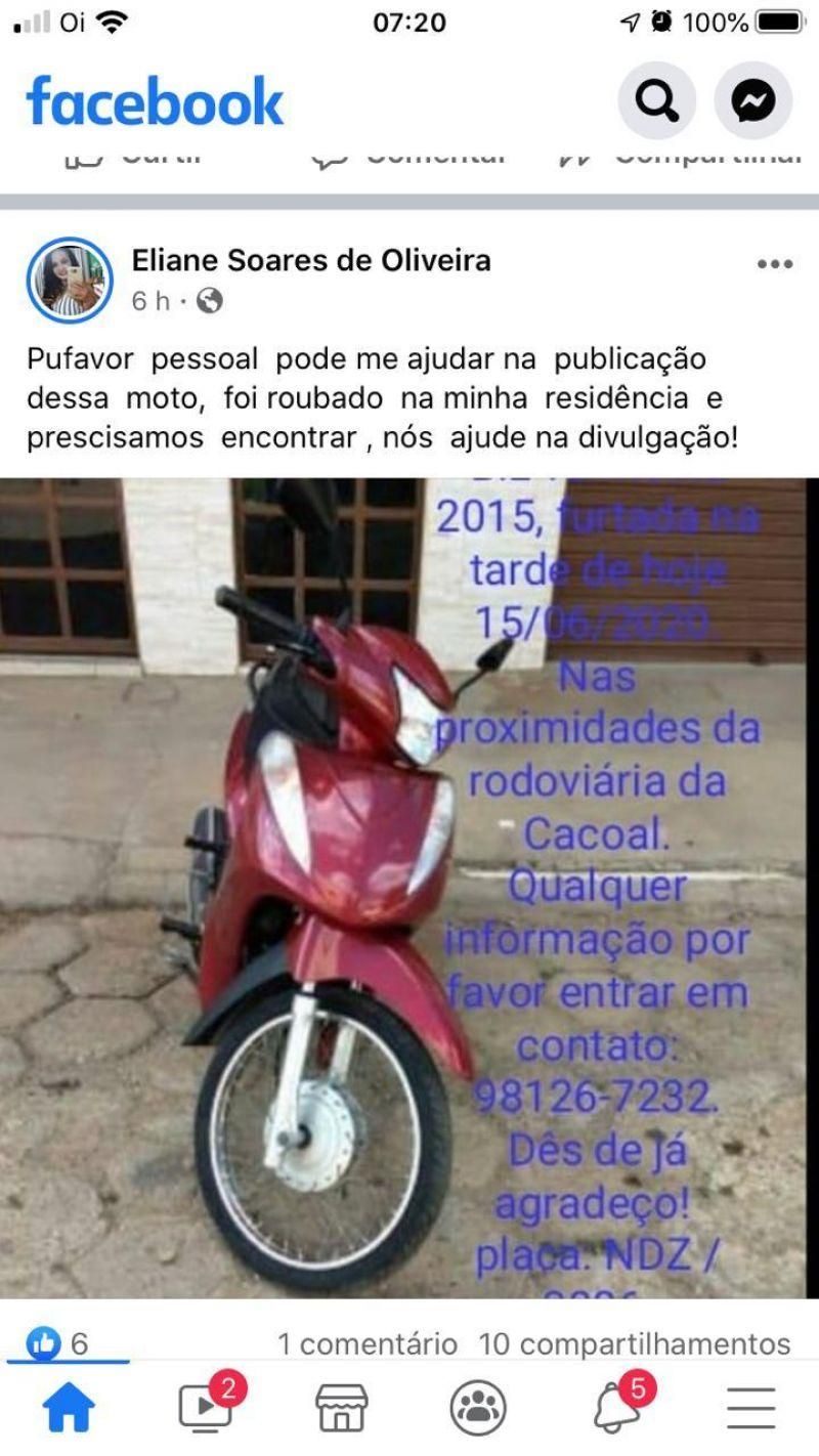 Motoneta Biz é furtada de residência próximo à rodoviária, em Cacoal Motoneta Biz é furtada de residência próximo à rodoviária, em Cacoal