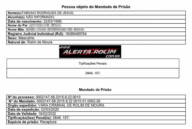 Foragido da Justiça, acusado de crime de roubo é recapturado pela Polícia Militar do 10º Batalhão, em Rolim de Moura Foragido da Justiça, acusado de crime de roubo é recapturado pela Polícia Militar do 10º Batalhão, em Rolim de Moura