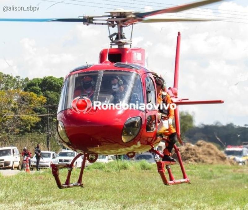 Grupamento aéreo do Corpo de Bombeiros socorre motociclista vítima de grave acidente na BR-364, em RO Grupamento aéreo do Corpo de Bombeiros socorre motociclista vítima de grave acidente na BR-364, em RO
