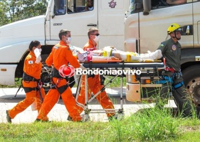 Grupamento aéreo do Corpo de Bombeiros socorre motociclista vítima de grave acidente na BR-364, em RO Grupamento aéreo do Corpo de Bombeiros socorre motociclista vítima de grave acidente na BR-364, em RO