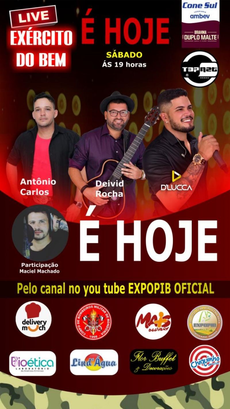 Live Solidária do Exército do Bem ocorre hoje, pelo youtube da EXPOPIB Live Solidária do Exército do Bem ocorre hoje, pelo youtube da EXPOPIB