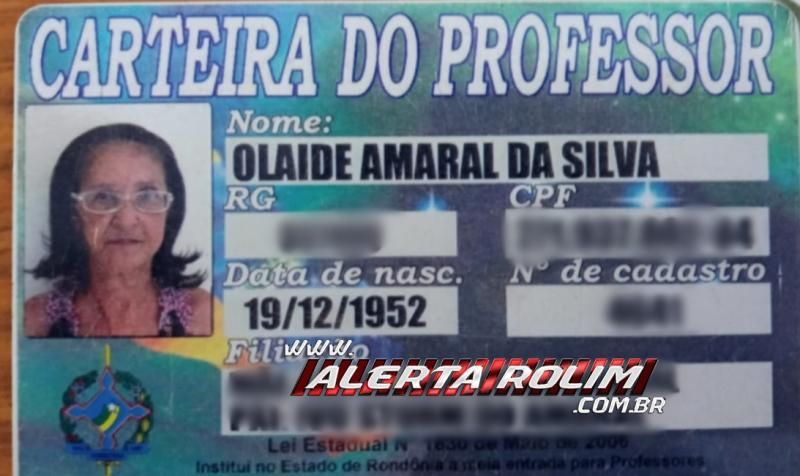 Nota de falecimento da Professora Olaide Amaral da Silva, em Rolim de Moura Nota de falecimento da Professora Olaide Amaral da Silva, em Rolim de Moura