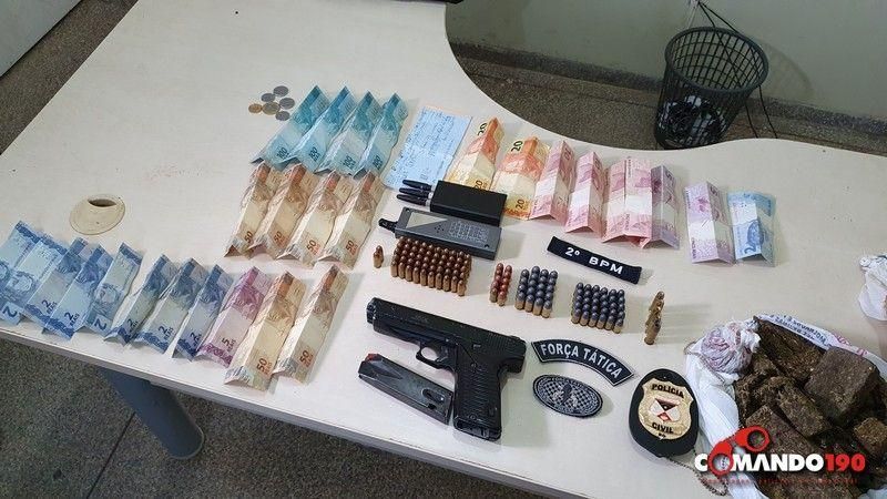 PM e PC apreendem mais de 11 quilos de drogas, munições de vários calibres e uma pistola 9mm, em Ji-Paraná PM e PC apreendem mais de 11 quilos de drogas, munições de vários calibres e uma pistola 9mm, em Ji-Paraná