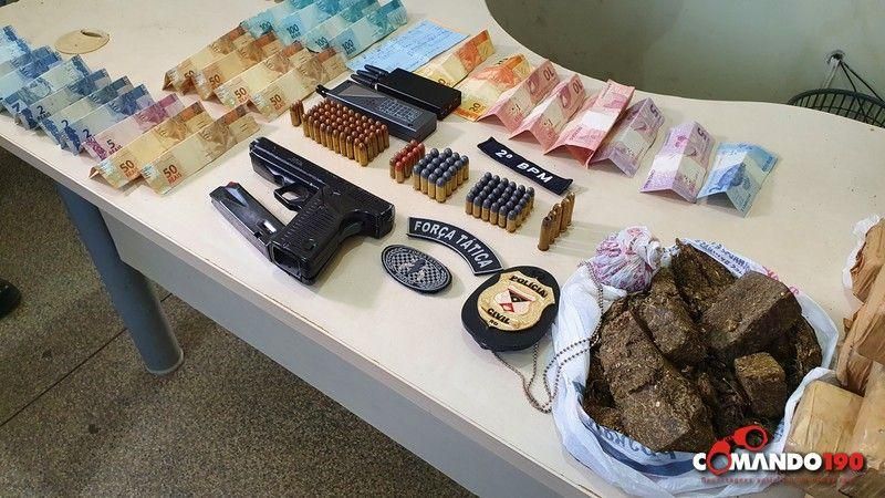 PM e PC apreendem mais de 11 quilos de drogas, munições de vários calibres e uma pistola 9mm, em Ji-Paraná PM e PC apreendem mais de 11 quilos de drogas, munições de vários calibres e uma pistola 9mm, em Ji-Paraná
