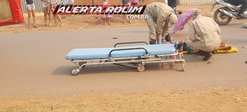 Criança é atropelada por moto enquanto andava de bicicleta pela Avenida São Paulo, em Rolim de Moura Criança é atropelada por moto enquanto andava de bicicleta pela Avenida São Paulo, em Rolim de Moura