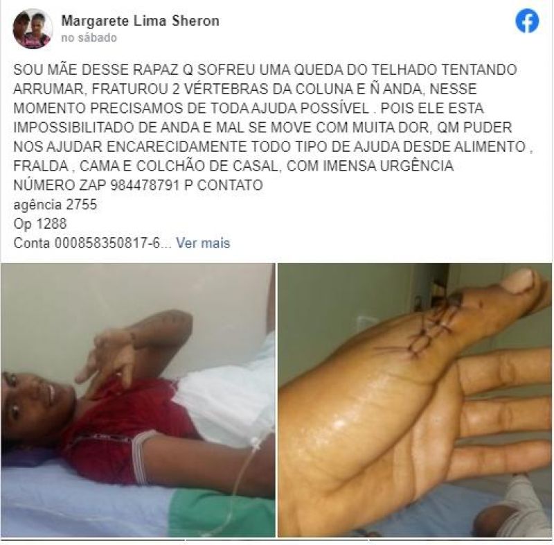 Morador de Rolim de Moura cai de telhado e fratura duas vértebras; ele precisa de ajuda para tratamento médico Morador de Rolim de Moura cai de telhado e fratura duas vértebras; ele precisa de ajuda para tratamento médico