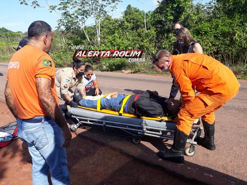 Motociclista sofre fratura exposta no pé após sofrer queda na RO-383, em Cacoal Motociclista sofre fratura exposta no pé após sofrer queda na RO-383, em Cacoal