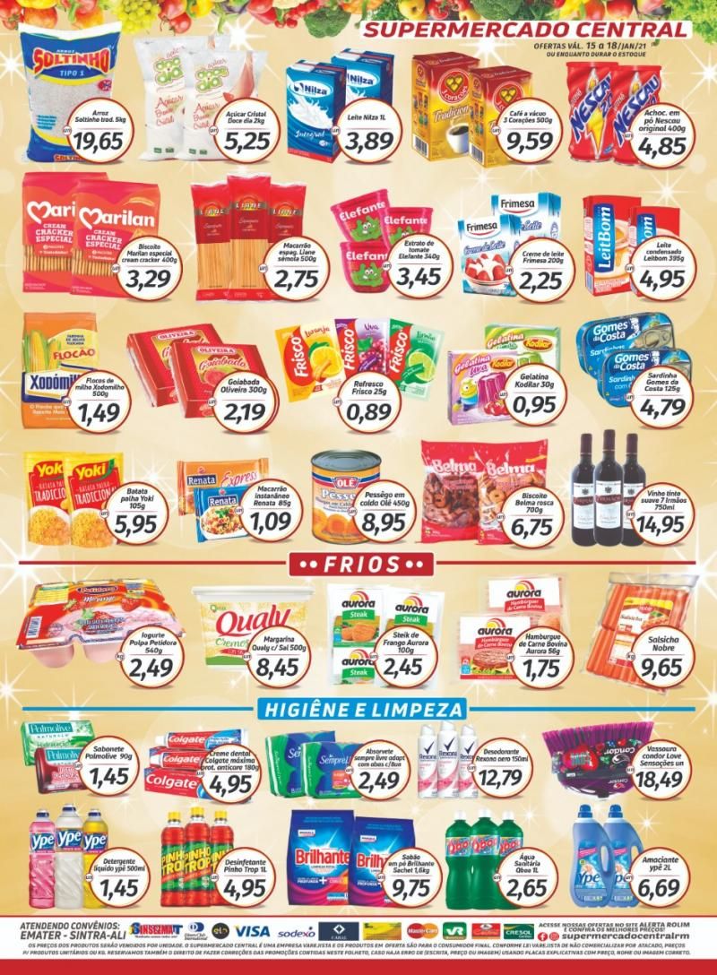 Faça suas compras no Supermercado Central até dia 31/01 e concorra a três vales compras de mil reais cada; Confira as ofertas da semana Faça suas compras no Supermercado Central até dia 31/01 e concorra a três vales compras de mil reais cada; Confira as ofertas da semana