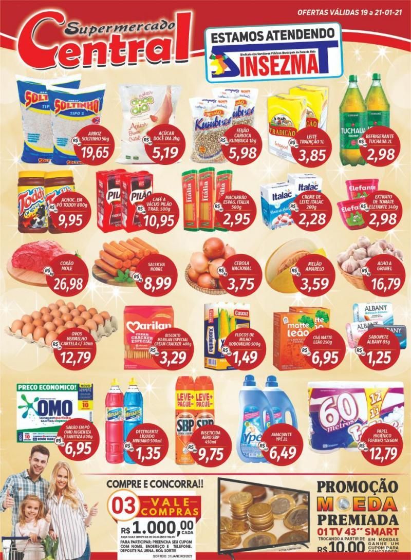 Faça suas compras no Supermercado Central  até dia 31/01 e concorra a três vales compras de mil reais cada; Confira as ofertas da semana
