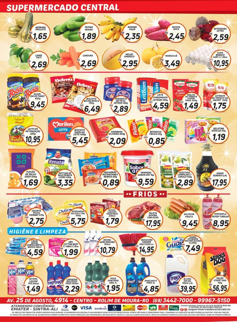 Faça suas compras no Supermercado Central até dia 31/01 e concorra a três vales compras de mil reais cada; Confira as ofertas da semana Faça suas compras no Supermercado Central até dia 31/01 e concorra a três vales compras de mil reais cada; Confira as ofertas da semana
