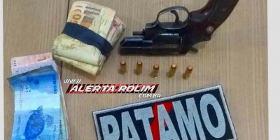 Homem é preso com arma de fogo e munições pela equipe do PATAMO da PM em Rolim de Moura Homem é preso com arma de fogo e munições pela equipe do PATAMO da PM em Rolim de Moura