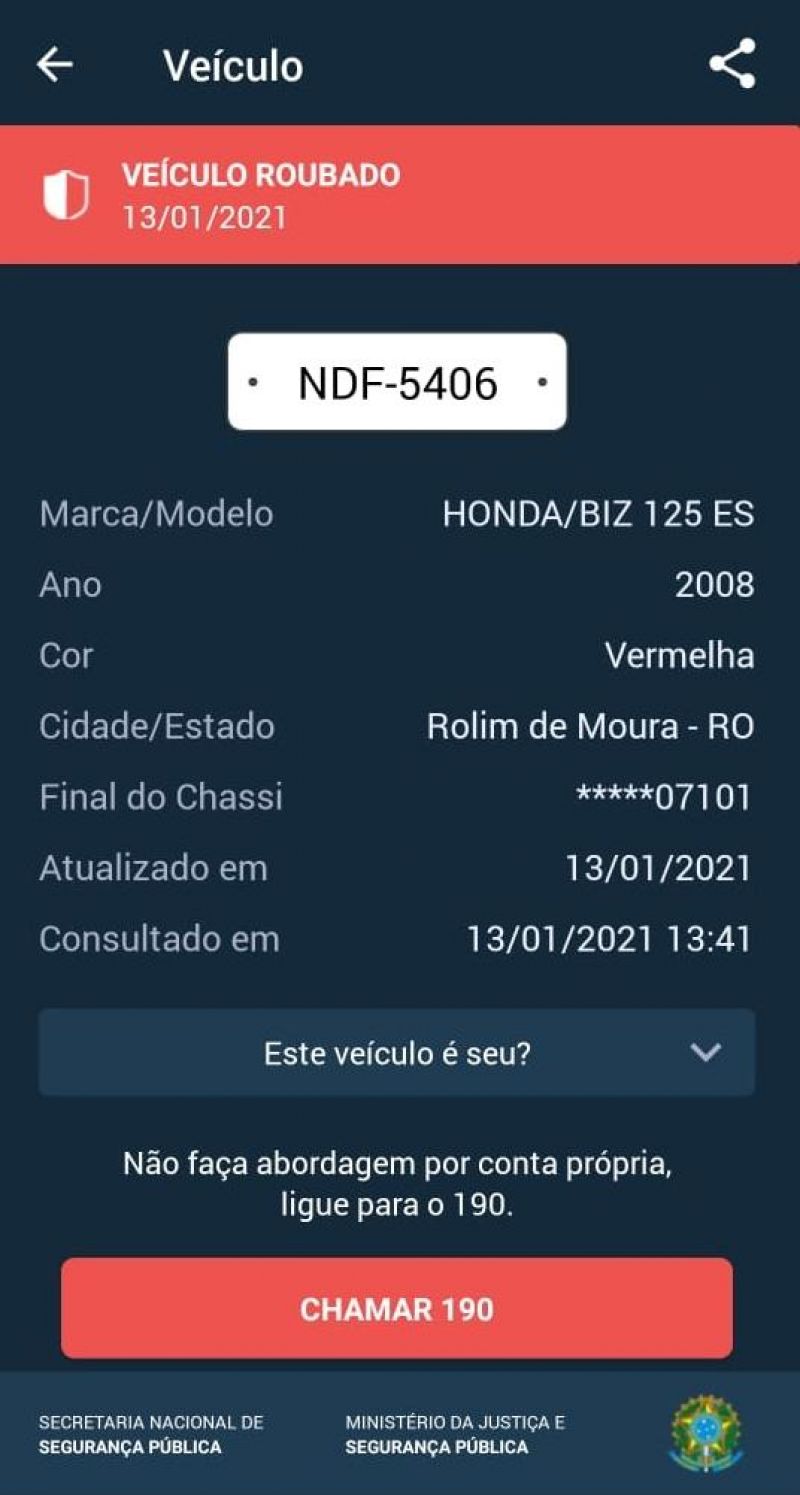 Mais uma Biz é roubada por criminoso armado, em Rolim de Moura Mais uma Biz é roubada por criminoso armado, em Rolim de Moura