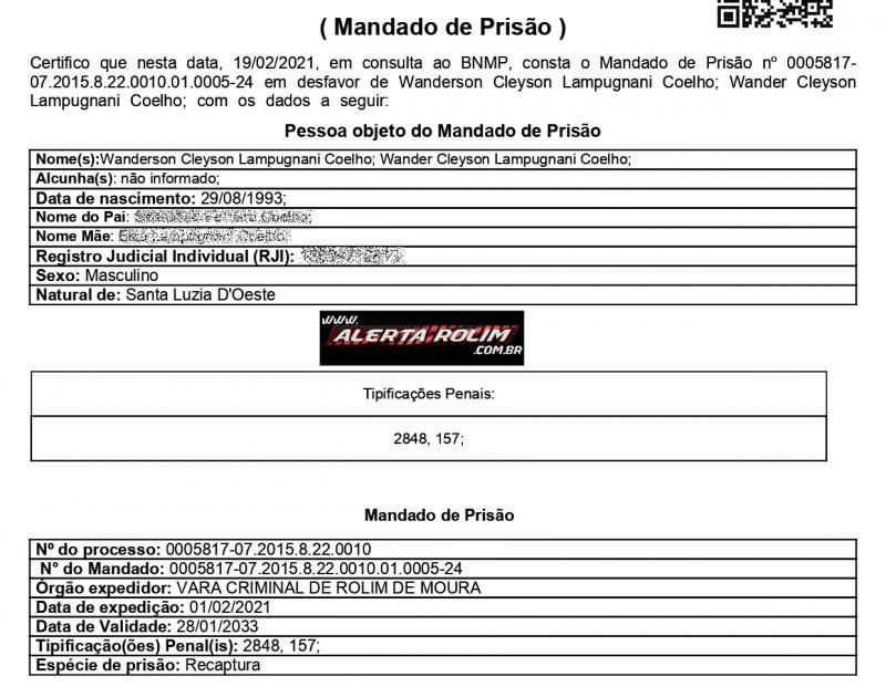 Acusado de crime de roubo, que havia fugido da prisão é recapturado pela PM em Rolim de Moura Acusado de crime de roubo, que havia fugido da prisão é recapturado pela PM em Rolim de Moura