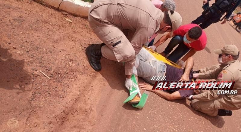 Motociclista é socorrido com suspeita de fratura em uma das pernas após acidente de trânsito no Bairro Planalto em Rolim de Moura Motociclista é socorrido com suspeita de fratura em uma das pernas após acidente de trânsito no Bairro Planalto em Rolim de Moura