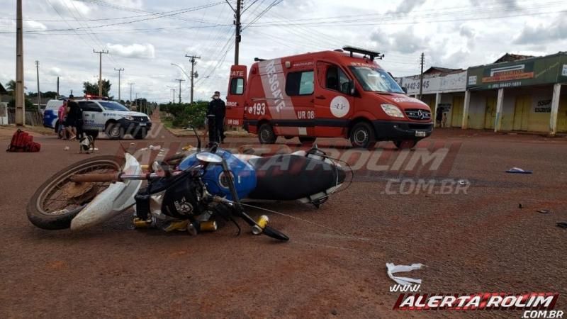 Grave acidente de trânsito foi registrado durante a tarde de domingo no Bairro São Cristóvão em Rolim de Moura