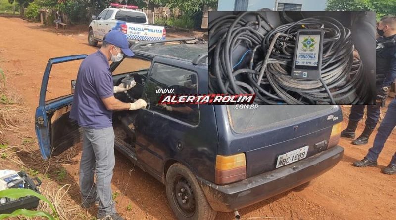 Carro com quase 100 metros de fios furtados é apreendido pela PM em Migrantinópolis Carro com quase 100 metros de fios furtados é apreendido pela PM em Migrantinópolis
