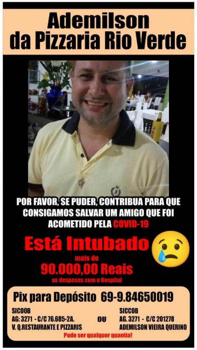 Familiares pedem ajuda para custear tratamento de Ademilson da Pizzaria Rio Verde Familiares pedem ajuda para custear tratamento de Ademilson da Pizzaria Rio Verde
