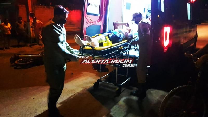 Ciclista é socorrido pelos bombeiros com fratura na perna após acidente com motociclista em Rolim de Moura Ciclista é socorrido pelos bombeiros com fratura na perna após acidente com motociclista em Rolim de Moura