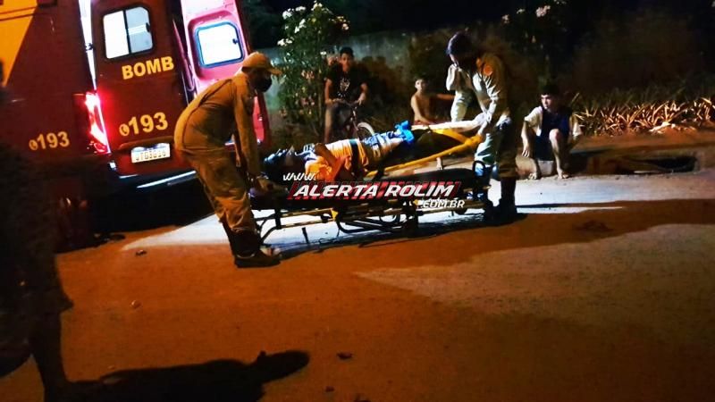 Ciclista é socorrido pelos bombeiros com fratura na perna após acidente com motociclista em Rolim de Moura Ciclista é socorrido pelos bombeiros com fratura na perna após acidente com motociclista em Rolim de Moura