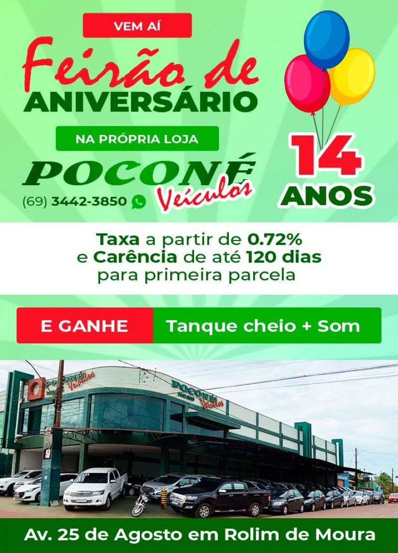 Feirão de aniversário 14 anos da Poconé veículos - Vídeo Feirão de aniversário 14 anos da Poconé veículos - Vídeo