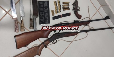 Armas de fogo e munições foram apreendidas pela Polícia Militar Ambiental na área rural de São Francisco do Guaporé Armas de fogo e munições foram apreendidas pela Polícia Militar Ambiental na área rural de São Francisco do Guaporé