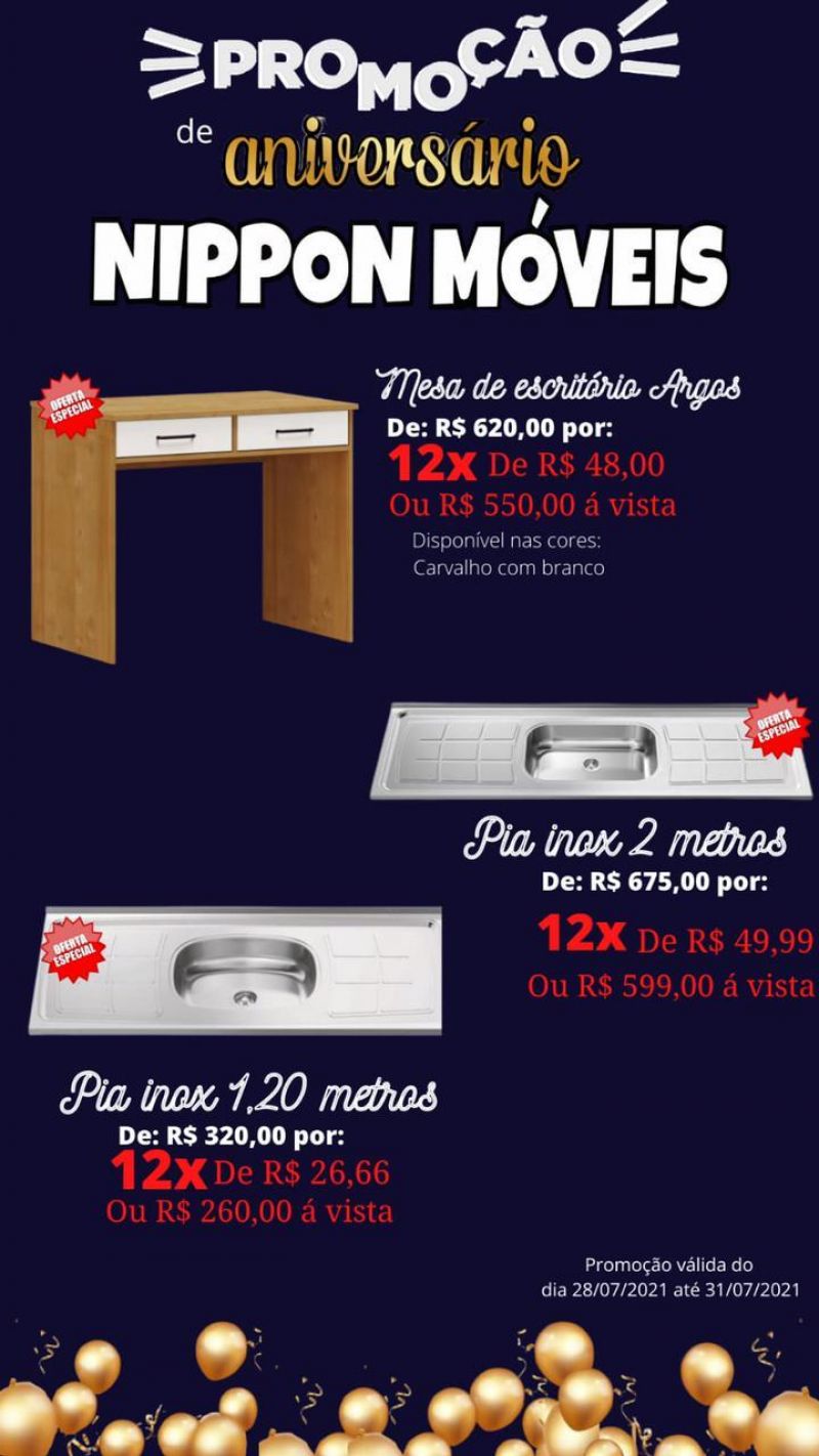 Promoção de aniversário Nippon Móveis; produtos em ofertas e formas incríveis de parcelamento Promoção de aniversário Nippon Móveis; produtos em ofertas e formas incríveis de parcelamento