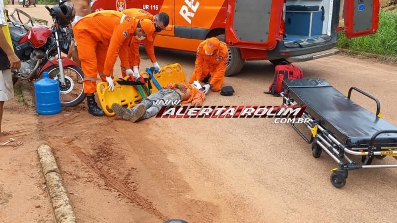 Entregador fica ferido após sofrer queda de moto na Rua Afonso Pena em Rolim de Moura - Vídeo