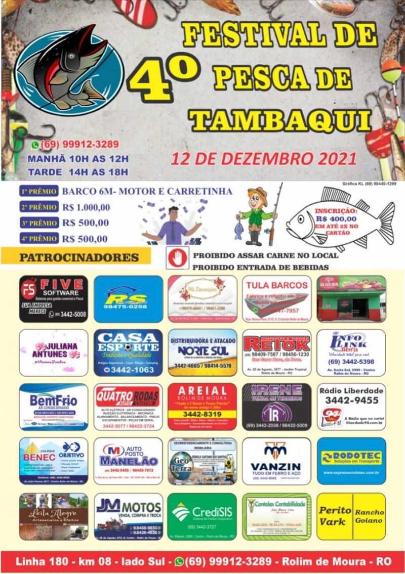 Vem aí o 4º Festival de Pesca de Tambaqui em Rolim de Moura com grandes premiações Vem aí o 4º Festival de Pesca de Tambaqui em Rolim de Moura com grandes premiações