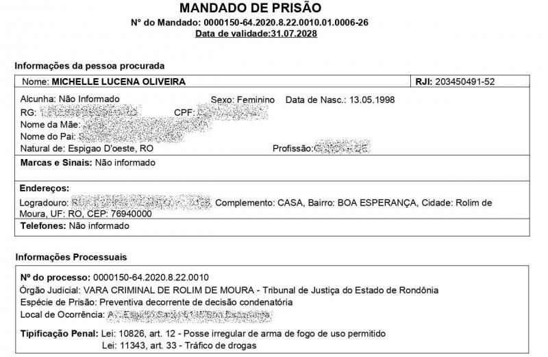 Acusada de tráfico de drogas e porte ilegal de arma de fogo foi presa pela PM em Rolim de Moura Acusada de tráfico de drogas e porte ilegal de arma de fogo foi presa pela PM em Rolim de Moura